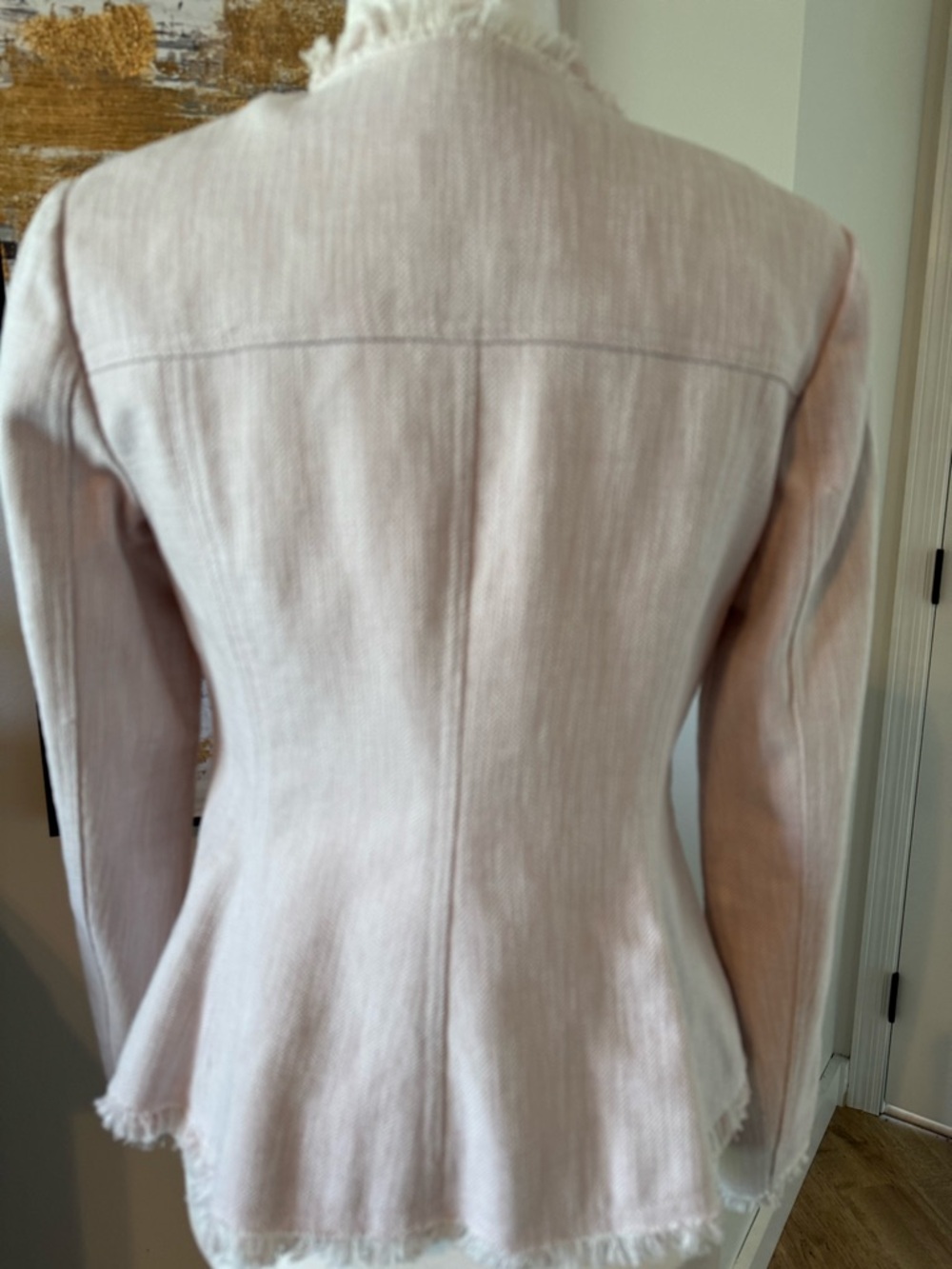 Rebecca Taylor Blush Pink Frayed Trim Zip Jacket - Picture 5 of 14